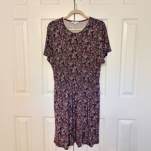 BODEN Short Sleeve Paisley Multicolor Jersey Dress with Pockets 12P